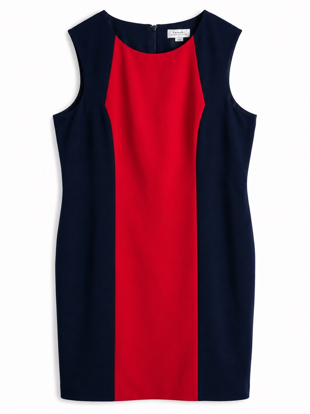 Tahari Red Navy Colorblock Sheath Dress Plus Size 16W